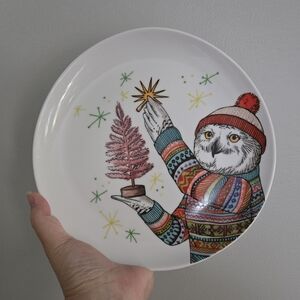 West Elm Rachel Kozlowski Dapper Animal Plate Owl Christmas 8 3/4"